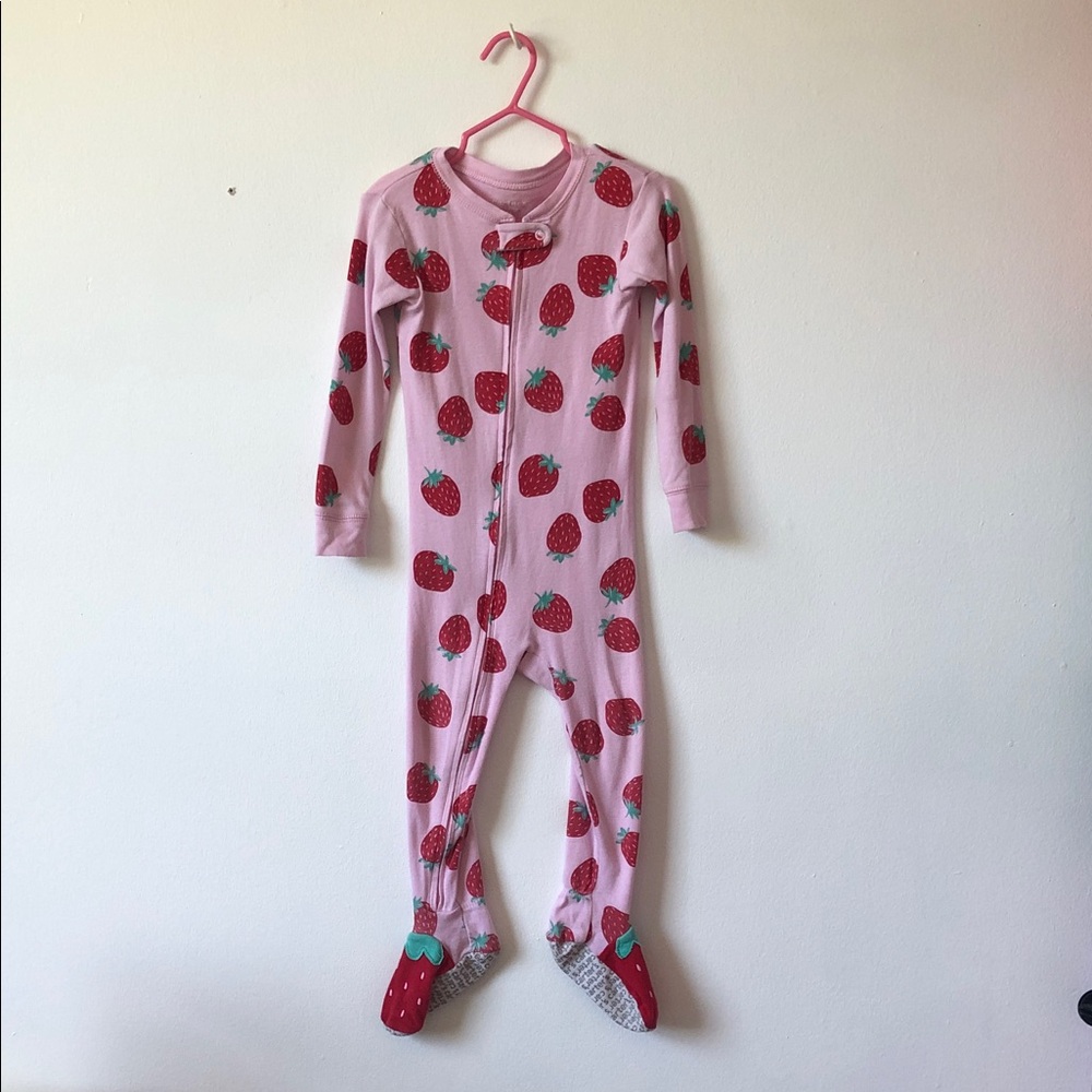 Carter's Pink Strawberry Print Footed One-Piece Pajamas